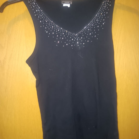 Womens Size Large, Vixen Black Tank Top with Silver Embellishments - Picture 1 of 3